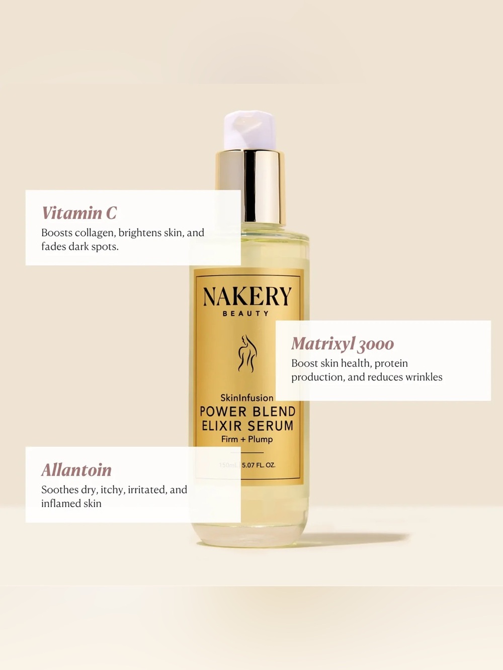Nakery Skinfusion Power Serum Oil~ Moisturizes, Firms & Plumps ~ Anti-aging 5 oz